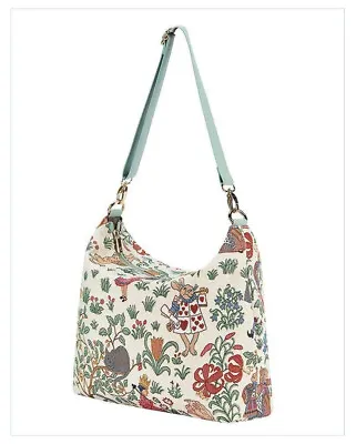 Signare Alice In Wonderland Tapestry Slouch Shoulder Under Arm Bag Cream Green • £24.99