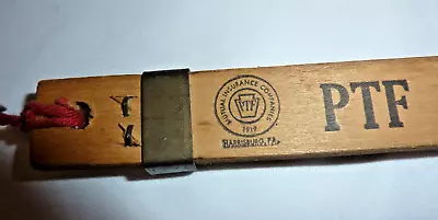 Vintage Advertising  PTF Mutual Insurance Co Slide Wood Yardstick Ruler 18-36  • $15