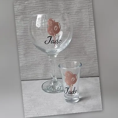 £8.99 • Buy Personalised Balloon Gin Glass & Shot Glass Gift Set, Birthday 18th, 21st, 30th