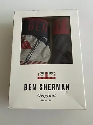 £4.99 • Buy Ben Sherman GABRIEL Trunks Boxer Shorts Navy/ Grey Union Jack Pack Of 2 Small