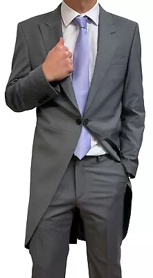 Grey Slim Fit Tailcoat Wedding Suit Morning Jacket Trouser Royal Ascot Tails • $60.92