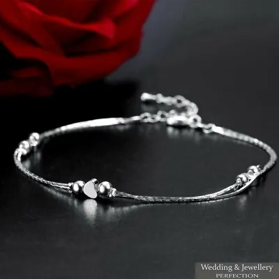 Fashion Ankle Bracelet Women 925 Sterling Silver Anklet Foot Jewelry Chain Heart • £5.99