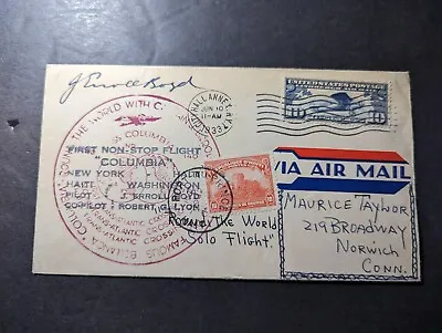 1933 USA Columbia Signed Airmail First Flight Cover FFC NY Round Trip Via Haiti • $500