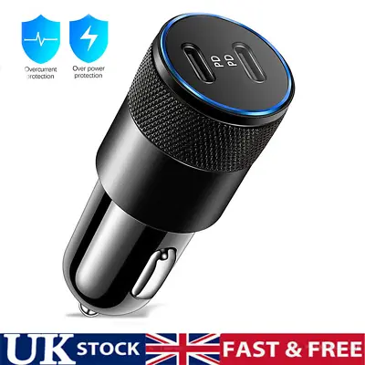 12V Dual PD Car Charger Fast 40 Watt Type-C Adapter For IPhone 14/13/12 Pro Max • £6.19
