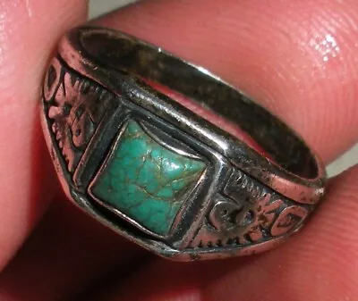 VINTAGE NAVAJO THUNDERBIRD TURQUOISE STERLING SILVER RING SIZE 8 1/4 Vafo • $99.99