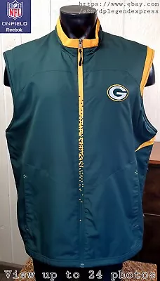 NFL Green Bay Packers Team Issued Reebok Soft Shell Fleece Lined Vest Mens Sz XL • $33.99