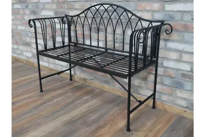 Black Metal Garden Bench Two Seater 90x128x45cm • £119