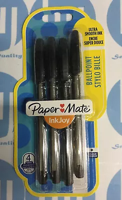 Paper Mate Ink Joy Black Ballpoint Pens 4 Pack Ultra Smooth Ink 1.0mm Point • £2.10