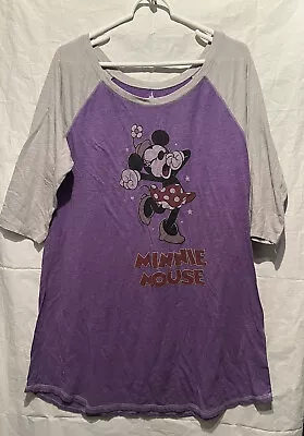 Disney Minnie Mouse Nightgown Lightweight Women’s Size XL Long Sleeve Purple EUC • $11.98