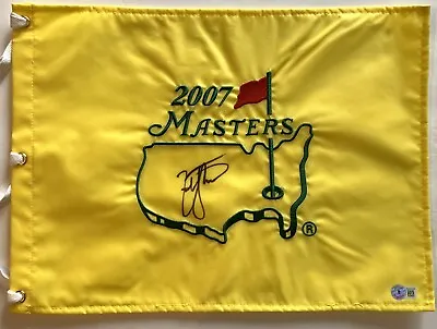 $294 • Buy Zach Johnson Signed 2007 Masters Flag Augusta National Golf Beckett Bas