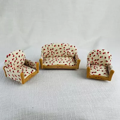 Sylvanian Families Sofa Chair Telephone Floral Furniture Vintage Couch Set • $13.69