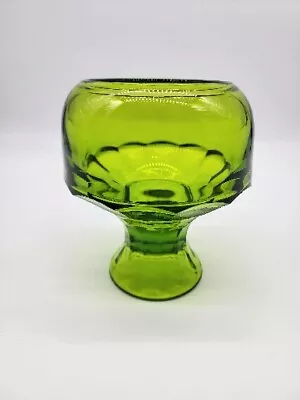 Vintage Viking GREEN Georgian Glass Candle Stand Votive Holder 6” HEAVY • $26.39