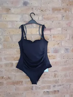 NEW Classic Ruched M & S Size 14 MATERNITY Black Swimming Costume UPF 50+ • £19