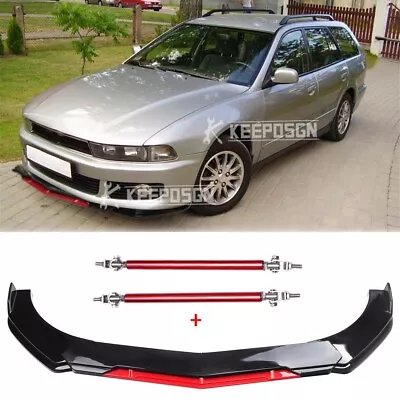 Front Bumper Lip Spoiler Splitter Accessories + Strut Rods For Mitsubishi Galant • $95.11