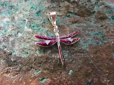 Dragonfly Sterling Silver Small Pendant Purple Sugilite Gemstone & Opal New T35 • $34.95