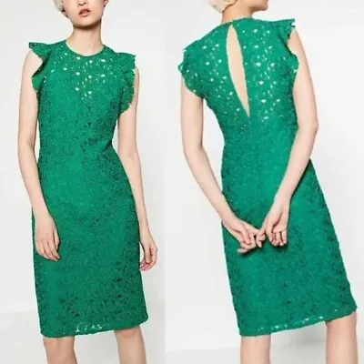 Zara Green Guipure Lace Tube Dress Size S Retail $99 • $44.99