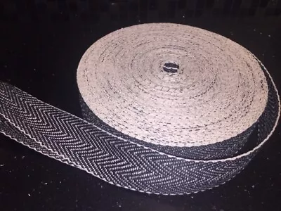 £0.99 • Buy 2  / 50mm Black & White Herringbone Upholstery Webbing Sofa Chair Furniture 