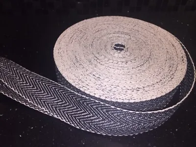 2  / 50mm Black & White Herringbone Upholstery Webbing Sofa Chair Furniture  • £3.49