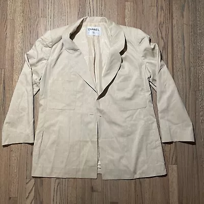 $230 • Buy RARE VINTAGE CHANEL BLAZER JACKET SIGNATURE SILK CAMELLIA LINING WOMEN’S Fashion