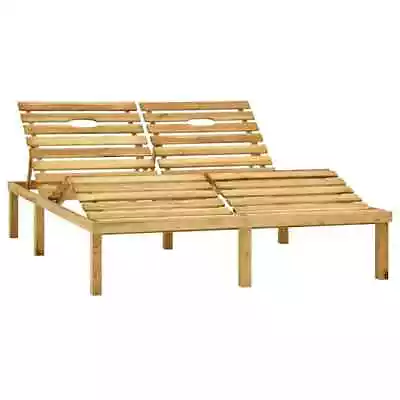 Double Sun Lounger Green Sunbed Wooden Lounger Outdoor Daybed Seat VidaXL • £146.99