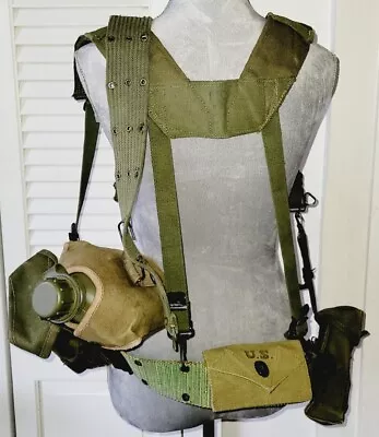 US Military Issue Vietnam Era Web Gear Set W/ 1976 US R&D Canteen Cover Belt • $120