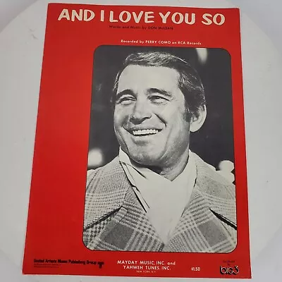 Vintage 1972 And I Love You So Sheet Music Perry Como • $9