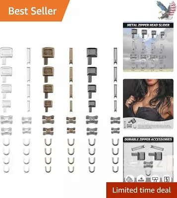 Durable Metal Zipper Repair Kit - 4 Sizes 3 Colors 120 Pieces For DIY Projects • $21.99