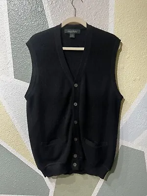 Brooks Brothers Sweater Vest Large Made In Peru Black Knit Golf Alpaca Wool • $30