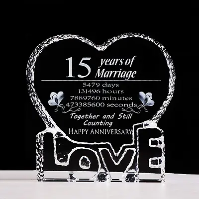 15th Wedding Anniversary Crystal Gift For Her Wife Him 15 Year Marriage Crystal • £31.19