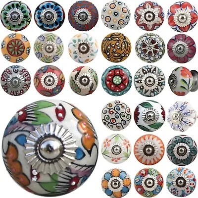 Ceramic Door Knobs OVER 40 DESIGNS Colourful HIPPY ARTY Cupboard Drawer Pulls • £2.34