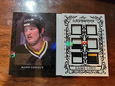 MARIO LEMIEUX 2023 Leaf Ultimate Hockey 6-PATCH GAME USED BOOKCARD AUTO! 3/3 • $250