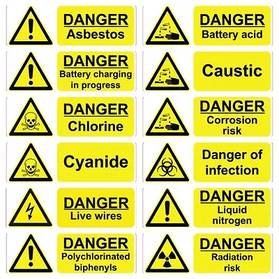 £8.99 • Buy Yellow Workplace Hazard Health & Safety Signs Waterproof Coshh Haccp List A