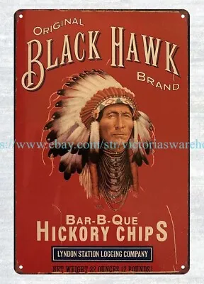 Restaurant Wall Decor Pub Wall Art Black Hawk Hickory Chips Metal Tin Sign • $15.99