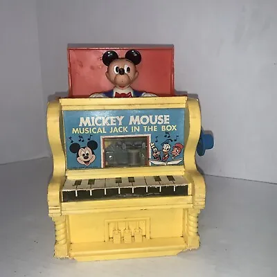 Vintage 1973 Mickey Mouse Musical Jack In The Box  Plastic Disney Music Toy • $20