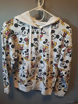 Disney Classic Mickey And Minnie Mouse White Hoodie Sweater | M (44) • $15.99