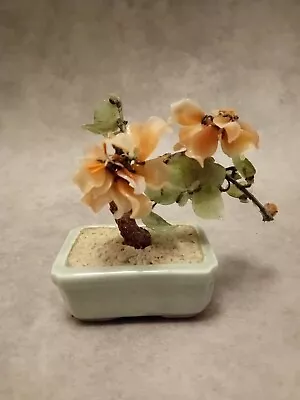 Vintage Glass Bonsai Tree Cherry Blossom Petals Tree Ornament Ceramic • £19.99