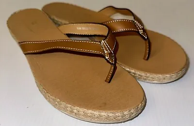 TOMMY BAHAMA Thomas Brown Espadrilles Flip Flop Thong Sandals ~ Women's Size 10 • $22.99