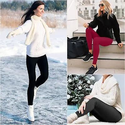 £6.99 • Buy Ladies Leggings Tummy Control Support Thick Thermal Fleece Waist Fitness Pants