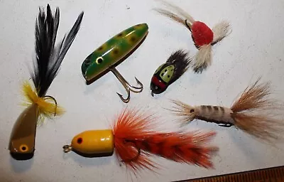 Group Of Vintage Fly Rod Lures Millsite Shur Strike South Bend Unknowns • $27.65
