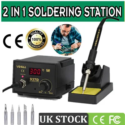 £36.99 • Buy 45W 937D Digital Soldering Iron Station SMD Welding Tool 6 Tips Stand Kit 230V