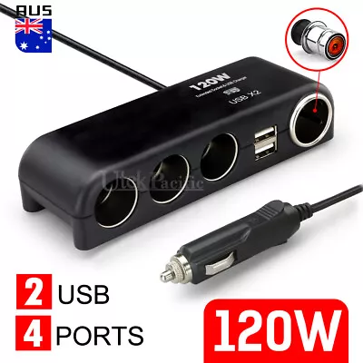 12V 24V Multi Socket Car Cigarette Lighter 4 Way Splitter USB Charger Adapter • $13.85