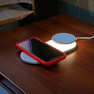 Auraglow 10W Wireless QI Phone Fast Charger & Touch Lamp Night Light - TWIN PACK • £24.99