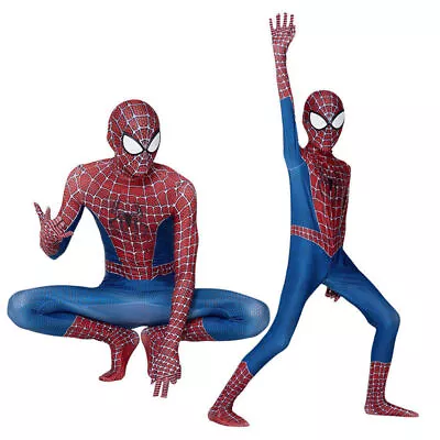 Mens Spiderman Jumpsuit Cosplay Costume Fancy Dress Up Party Halloween Outfit • £21.19