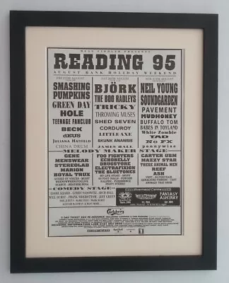 £69.95 • Buy Reading Festival*1995*neil Young*bjork*original*poster*ad*framed*fast World Ship