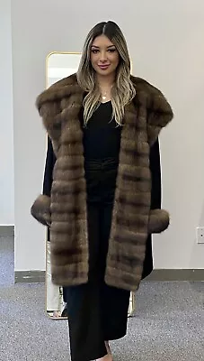 J. Mendel Barguzin Russian Sable & Black Cashmere Fur Coat Stroller 14/16 $65k • $5995