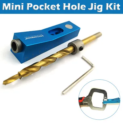 Mini Pocket Hole Jig Kit Woodworking Guide Oblique Drilling Angle Hole Locator • $15.19