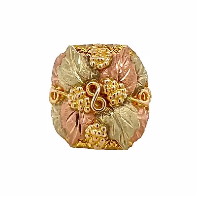 Large Men's Black Hills Gold Leaf & Grape Design 10K Gold Ring • $995
