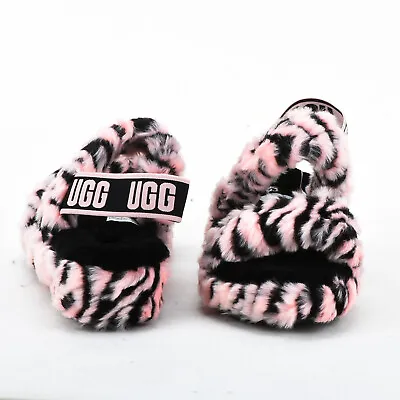 UGG Fluff Yeah Animalia Slingback Sandals Slipper Pink Womens US 7 UK 5 EU 38 • $49.99