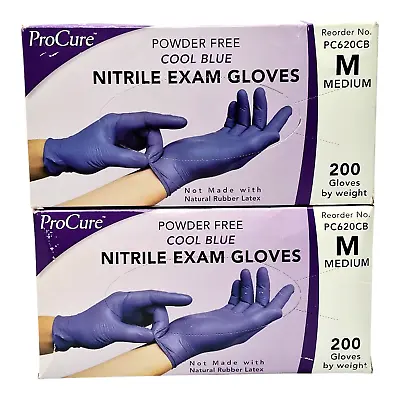 ProCure Disposable Nitrile Gloves - Latex & Powder Free 2 Boxes Of 200 - Medium • $19.59