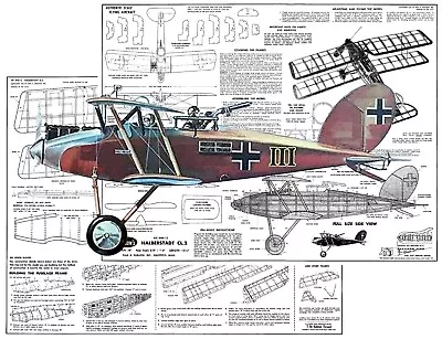 Guillows Model Airplane Plans (FF): Halberstadt CL.2 18  5/8  Scale Rubber-Pw'ed • $12